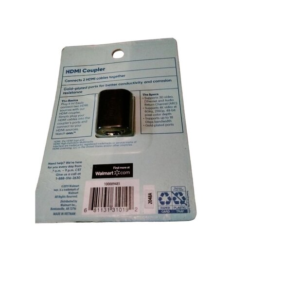 Watch ONN HDMI Coupler Connects 2 HDMI cables together gold plated Ports New - Picture 2 of 2